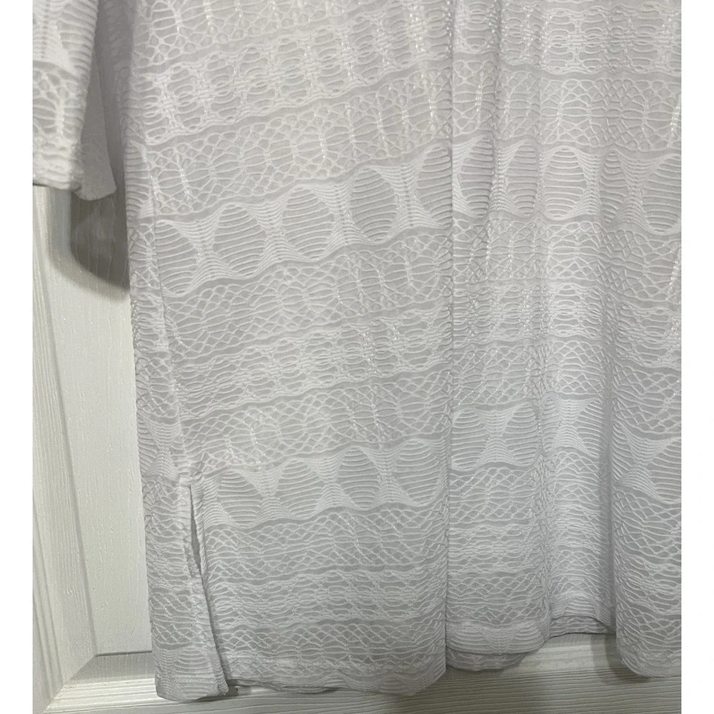 J‎ Valdi Large Cover Up Swimwear Printed Lace-Up-Neck White